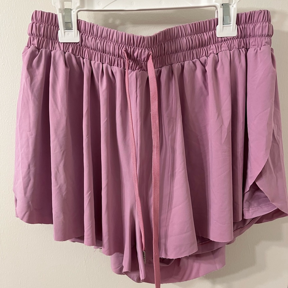 Pink Elastic Waist athletic shorts